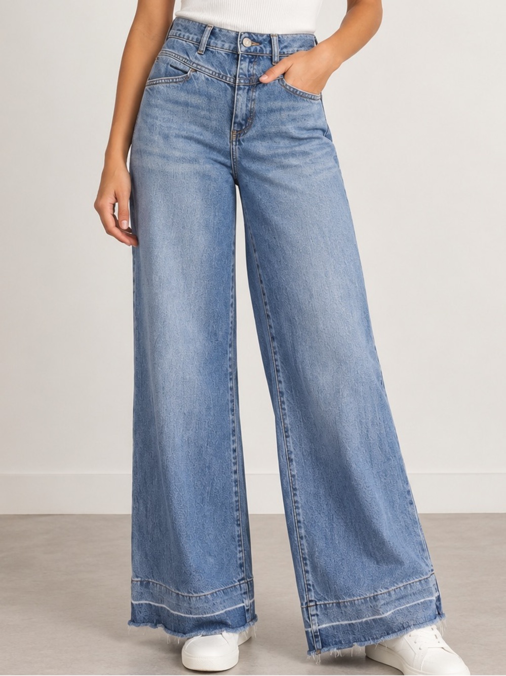 Banana Republic Petite Wide Leg Trouser Jeans Medium Wash Size 24/00